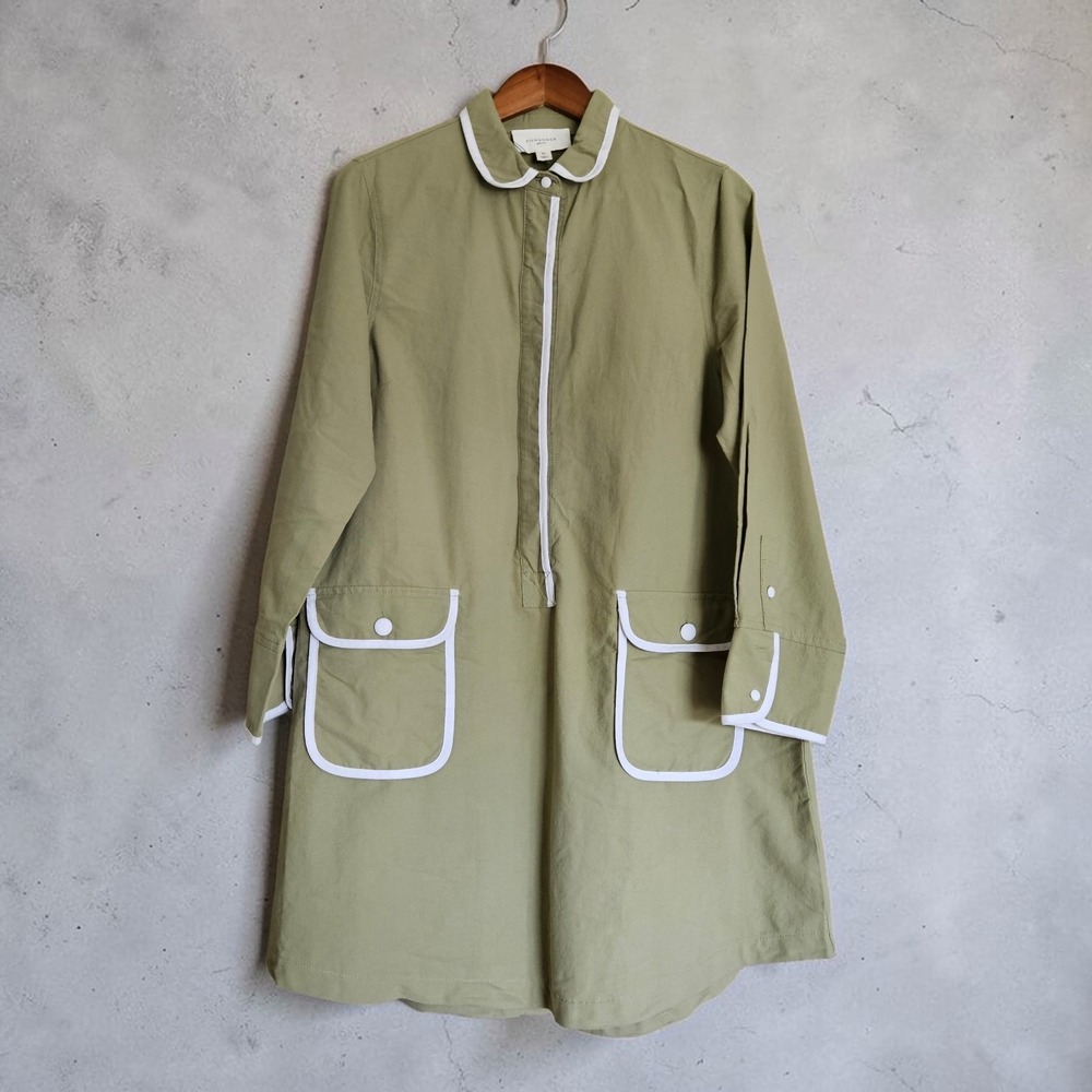 Pomander Place by Tuckernuck Moss Green Perkins Shirt Dress Womens XL Shift Mini
